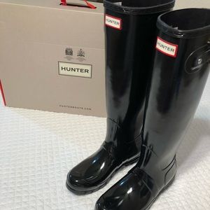 Black High Gloss Tall Hunter Boots